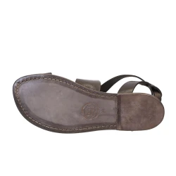 Women's sandals in mud color leather handmade in Italy
