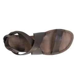 Sandales pour femme artisanales en cuir couleur boue