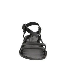 Sandales cuir femme noir artisanale travaillé à la main en Italie