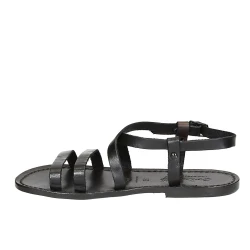 Sandalias mujer de cuero negro hecho a mano