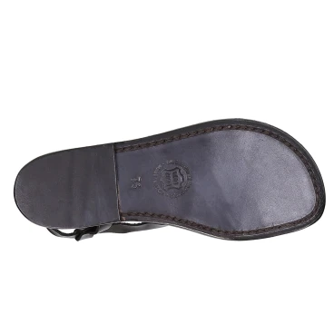 Sandales cuir femme noir artisanale travaillé à la main en Italie
