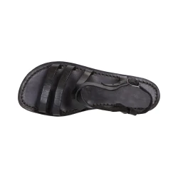 Sandali donna in cuoio nero artigianali