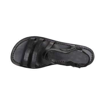Women's black leather sandals handmade in Italy