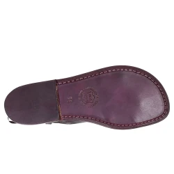 Sandales femme artisanales en cuir couleur prune