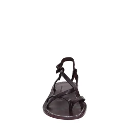 Sandali cuoio artigianali donna in pelle color prugna