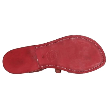 Rote Leder-Sandalen damen im Gladiator-Stil in Italien von Handgefertigt
