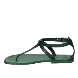 Riemchen sandalen damen aus grün Leder in Italien von Handgefertigt