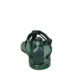 Women's t-strap sandals in green Leather handmade in Italy