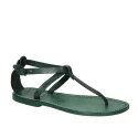 Sandalias planas en cuero verde para mujer hecha a mano en Italia
