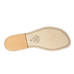 Handmade bronze metallic leather flat sandals for women