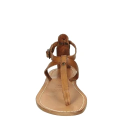 Sandale tong en cuir pour femme couleur cuir naturelle