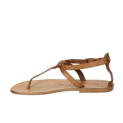 Sandale tong en cuir pour femme couleur cuir naturelle