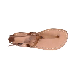 Sandalias planas de cuero para mujer color cuero