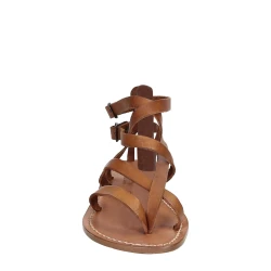 Sandalias planas para mujeres hechas a mano en cuero