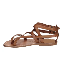 Sandalias planas para mujeres hechas a mano en cuero