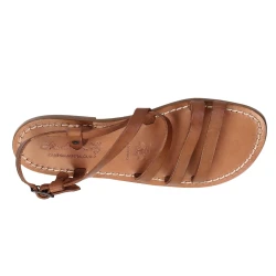 Damen Riemchen-Sandalen aus Lederfarbig Leder in Italien von Handgefertigt
