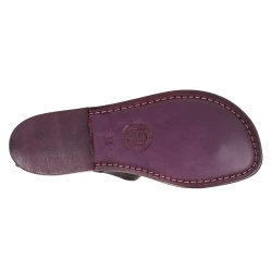 Women's t-strap sandals in violet Leather handmade in Italy