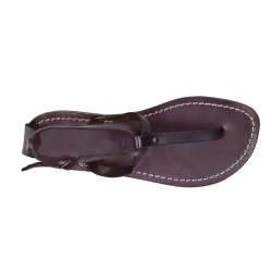 Women's t-strap sandals in violet Leather handmade in Italy