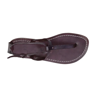 Women's t-strap sandals in violet Leather handmade in Italy