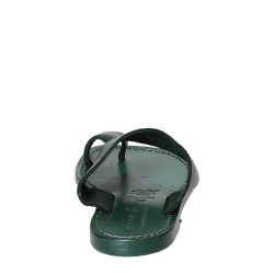 Green leather thong sandals for women handmade