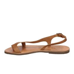 Sandalias de piel marrón claro para las mujeres hecho a mano en Italia