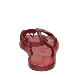 Sandalias para señoras hechas a mano en cuero rojo