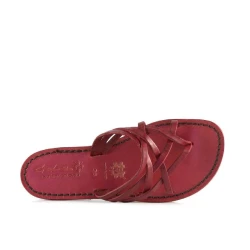 Claquette rouge pour femme en cuir fait main en Italie