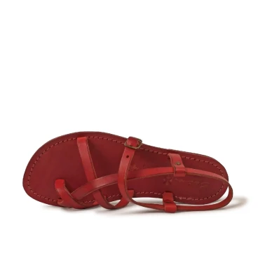 Rote Gladiatoren Ledersandalen in Italien von Hand gefertigt