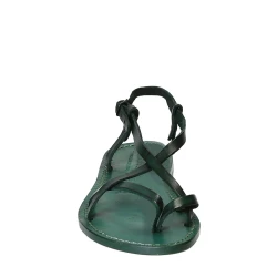 Handmade women's sandals in green leather Made in Italy