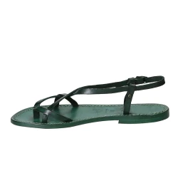 Sandalias para señoras hechas a mano en cuero verde