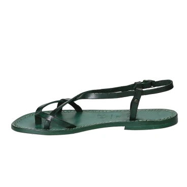 Sandali cuoio artigianali donna in pelle verde