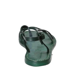 Handmade women's sandals in green leather Made in Italy