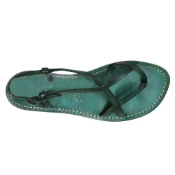Handgefertigte Sandalen damen aus grünen Leder aus Italien