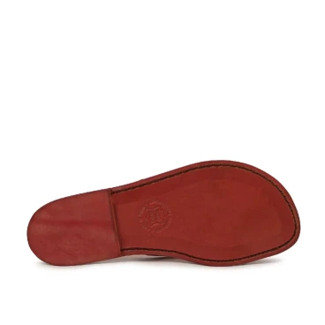 Womens rojas plana sandalias gladiador hecho a mano en Italia