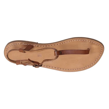 Handgefertigte italienische Sandalen aus hellbraunem Leder