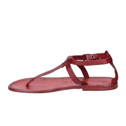 Tongs sandales pour femme travaillé à la main en cuir prune