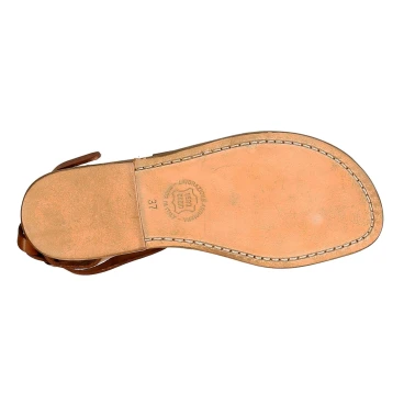 Women sandals in tan Leather handmade in Italy
