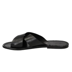 Schwarzen Leder-Riemchensandalen für Damen Handgefertigt in Italien