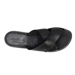 Sandalias de cuero negro mujeres hecho a mano