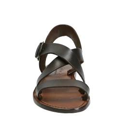 Sandalias en cuero marrón oscuro para mujer hechos a mano en Italia