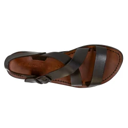 Sandale pour famme artisanales en cuir marron foncé
