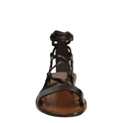 Handmade lace-up gladiator sandals in brown calf leather