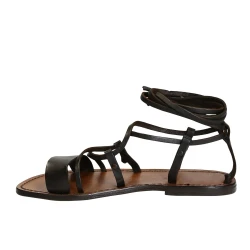 Handmade lace-up gladiator sandals in brown calf leather
