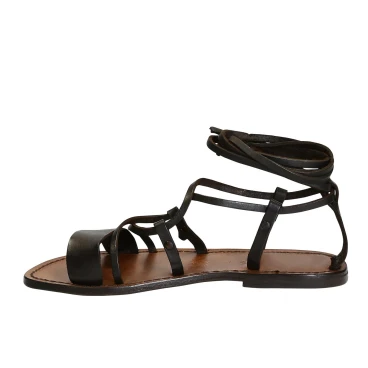 Sandales spartiate artisanales fait en Italie en cuir marron