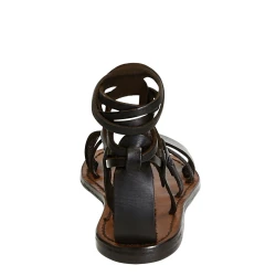 Handmade lace-up gladiator sandals in brown calf leather