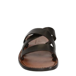 Nu-pieds pour homme en cuir marron foncé travaillé à la main