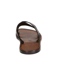 Handmade genuine brown leather men's slippers sandals