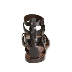 Spartiates cuir marron pour femme travaillé à la main