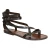 Hecho a mano en Italia womens esclavo sandalias en cuero marrón oscuro