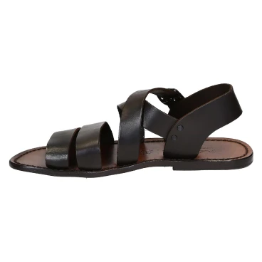 Hechos a mano en Sandalias mens Italia en cuero marrón oscuro